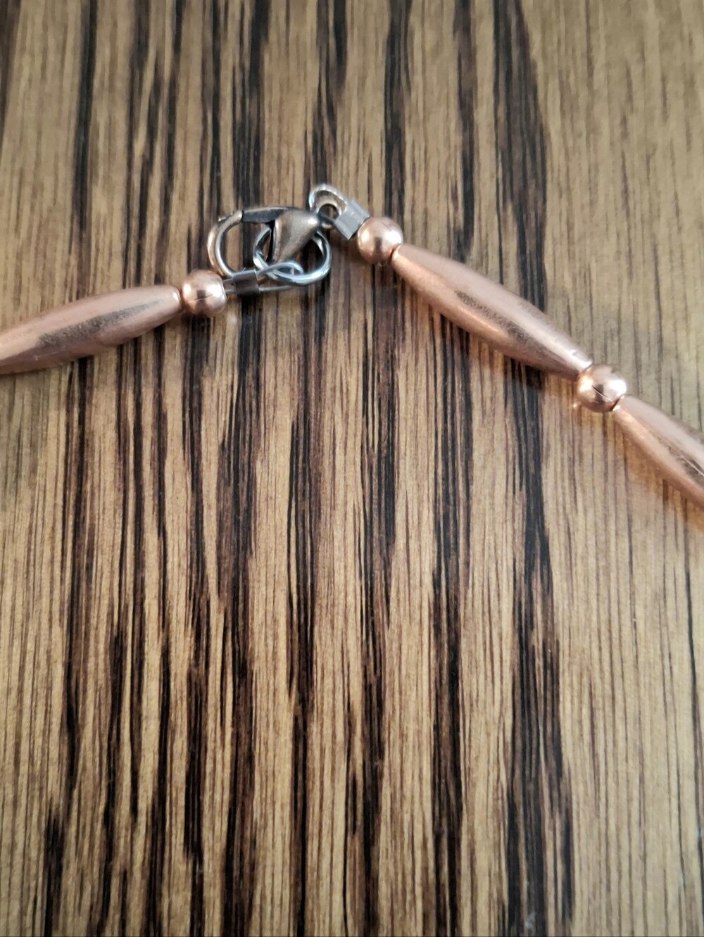 Copper Flutes And Pearls Beaded Necklace 20" - Picture 3 of 4